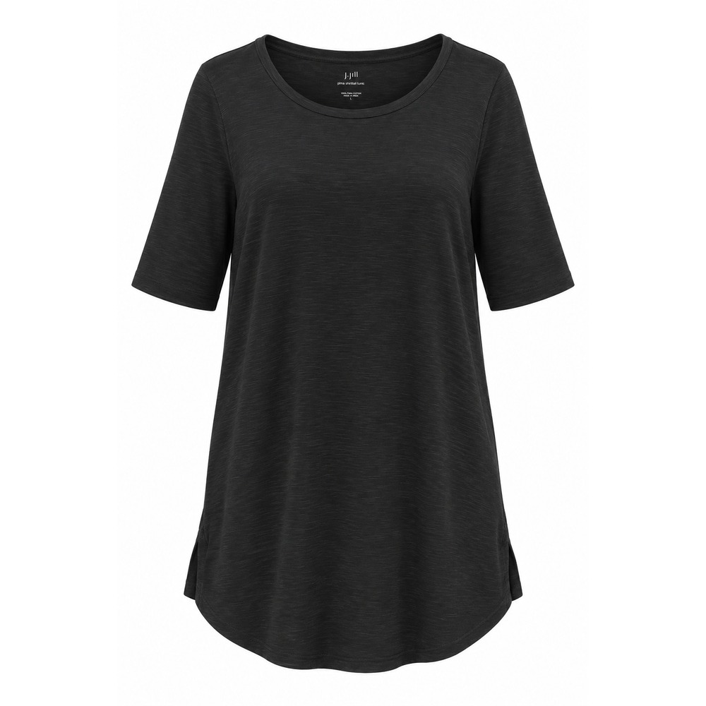 J.Jill Black Heathered 100% Pima Cotton Pima Shirttail Tunic Tee Womens Sz Large